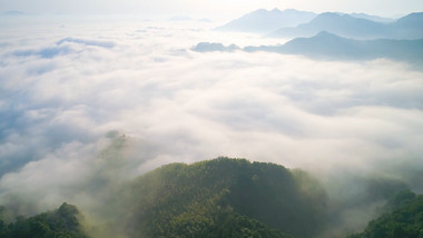 航拍浙江丘陵山区云海