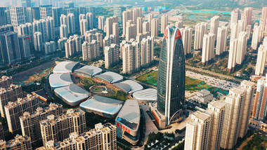 震撼航拍4k济南中国重汽科技大厦