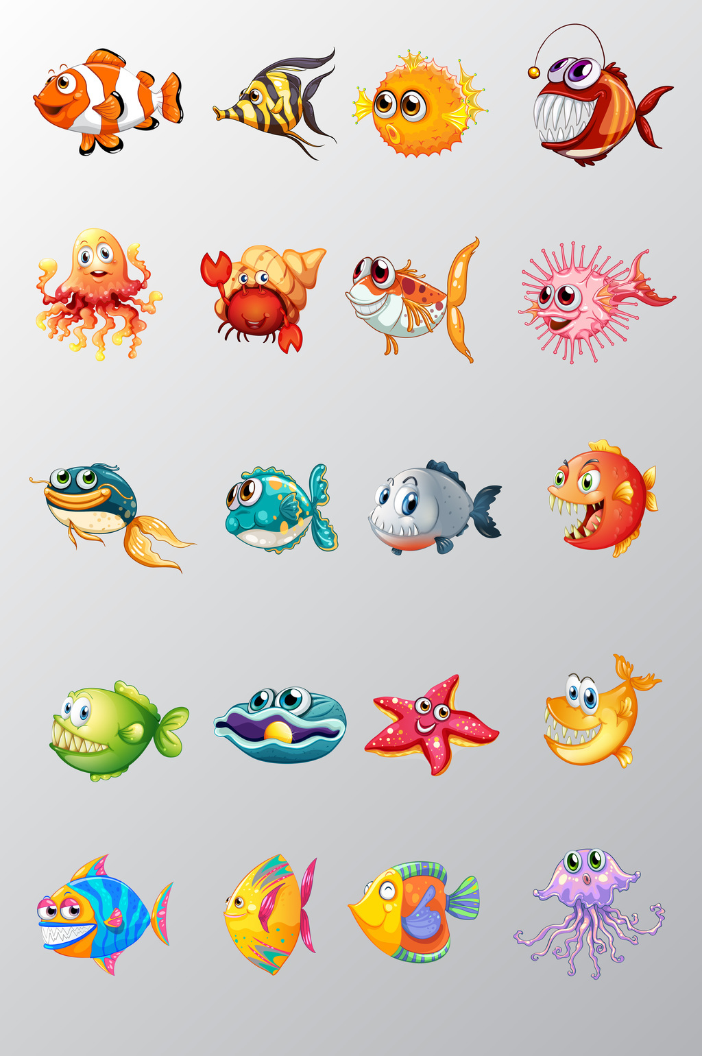 卡通动物海洋鱼类小鱼