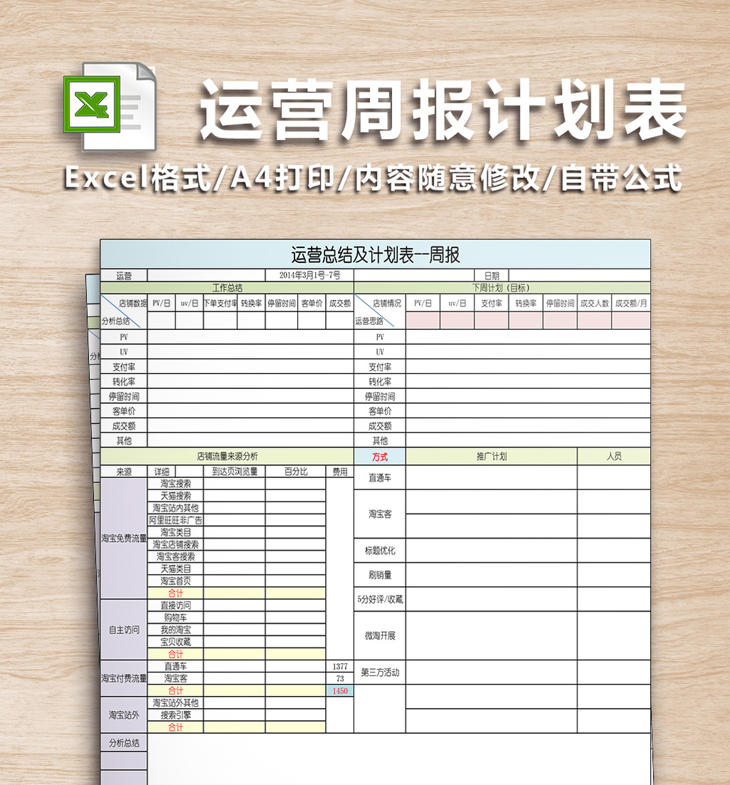 运营周报表计划表下载