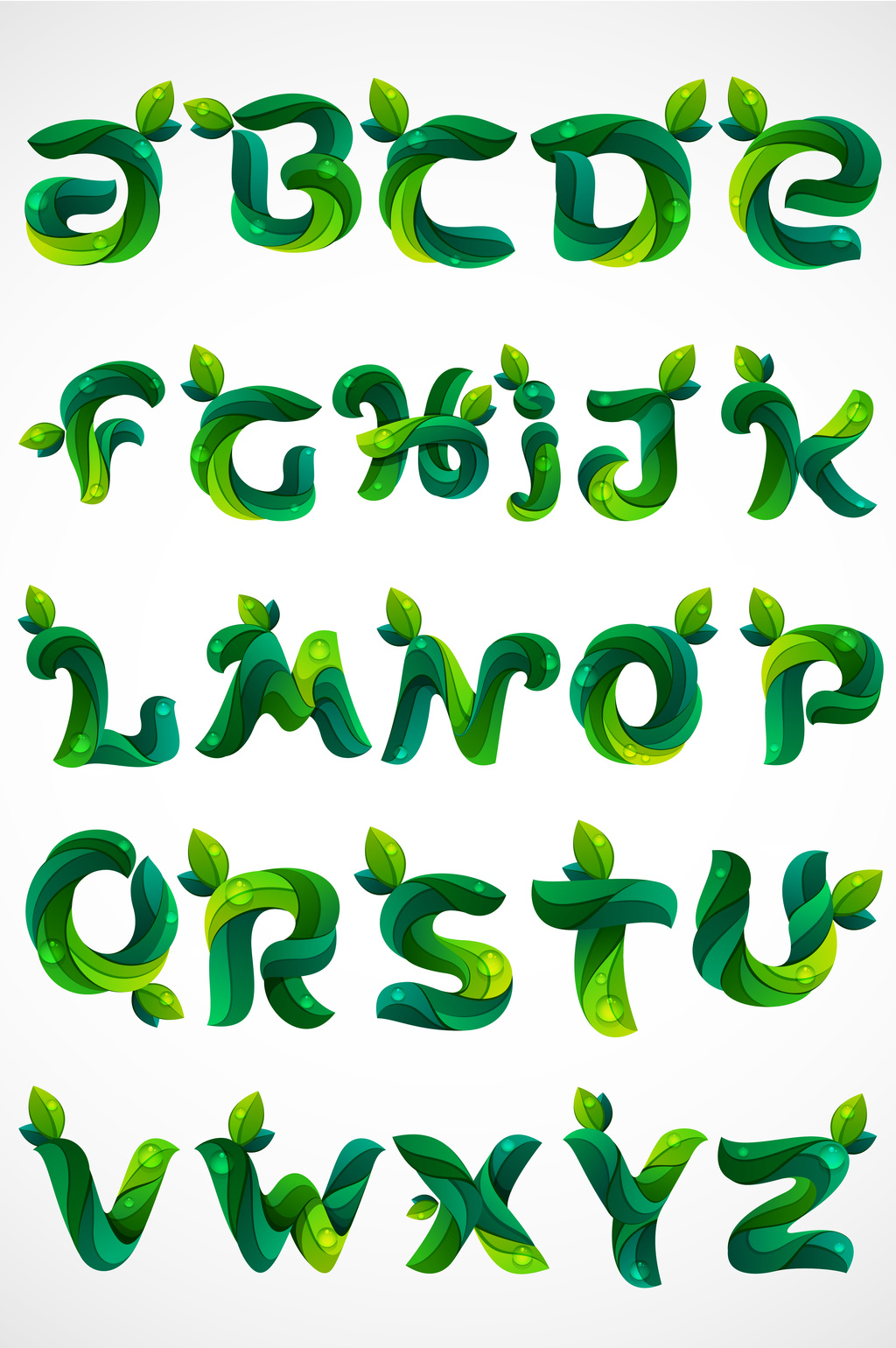 绿色叶子字母素材矢量图形