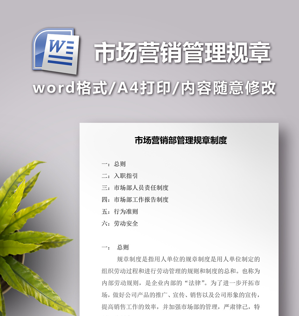 市场营销部管理规章制度模板免费下载 _Word