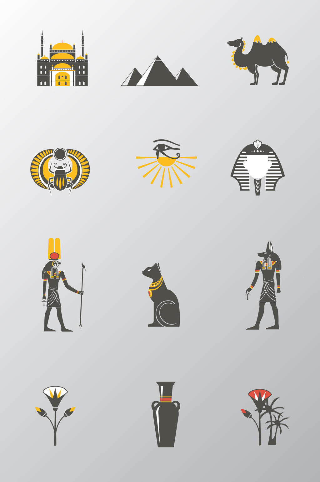 古埃及文化符号设计矢量素材