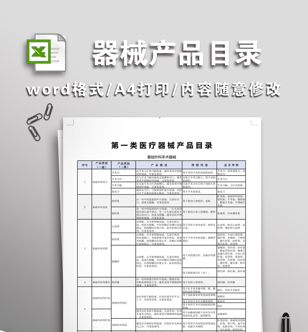 新医疗器械产品目录