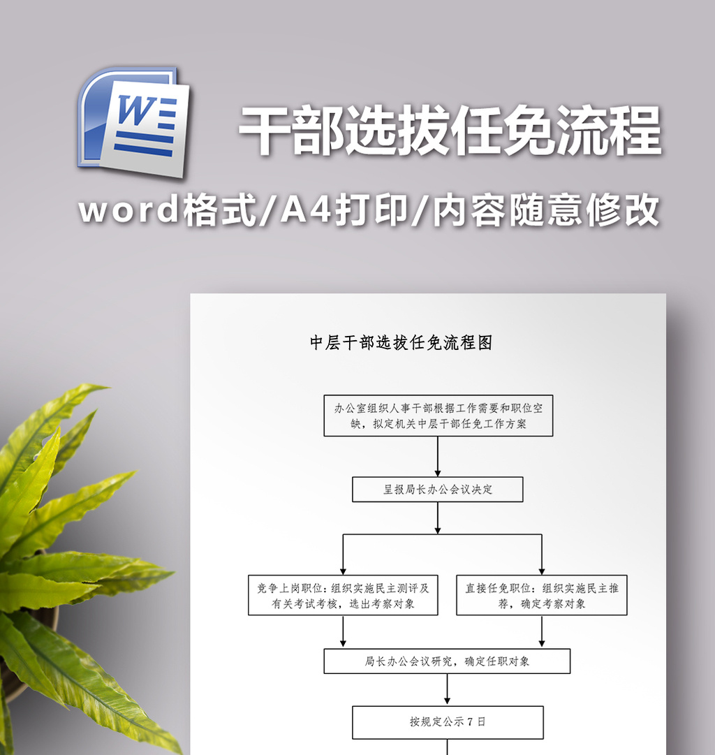 中层干部选拔任免流程图模板免费下载 _Word