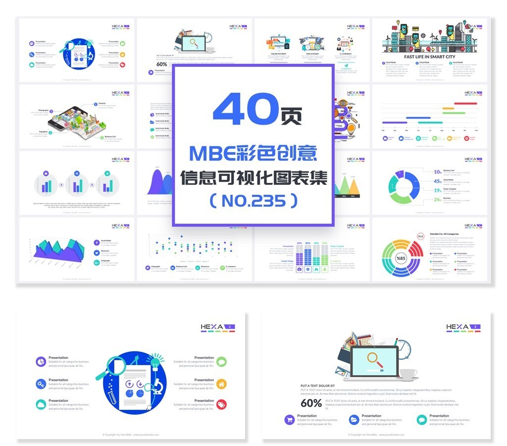 40页mbe彩色创意信息可视化图表【ppt模板】-包图网