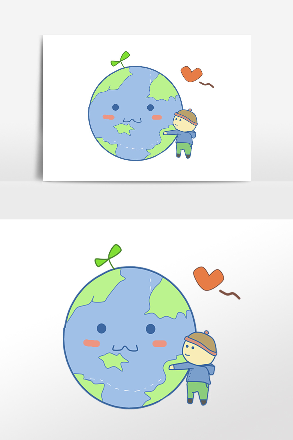 手绘爱护地球小男孩素材