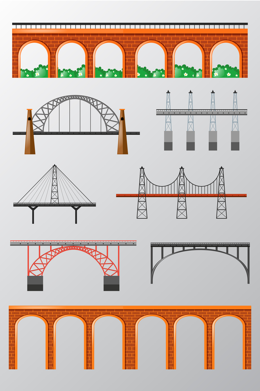 手绘卡通各种桥梁素材模板免费下载 _广告设计图片