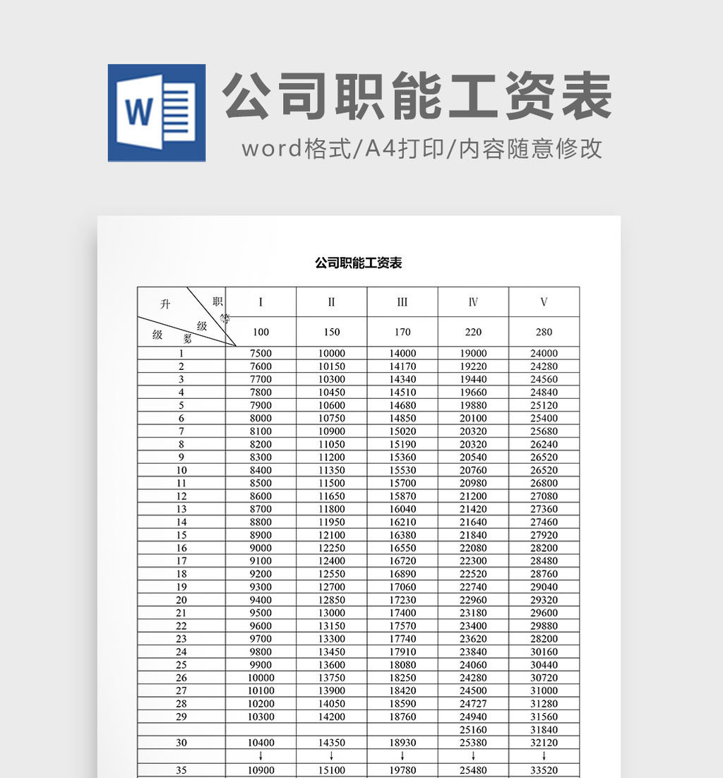 人事管理公司职能工资表word文档下载