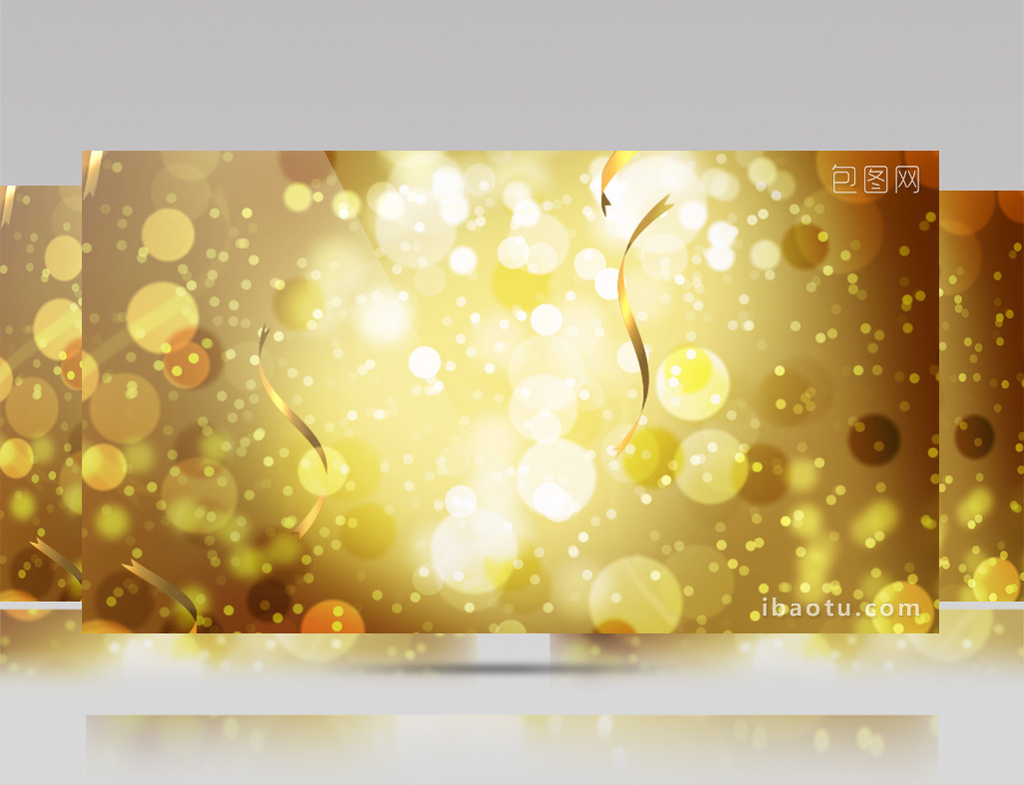 金色粒子彩带飘落节日 素材【视频下载】-包图网