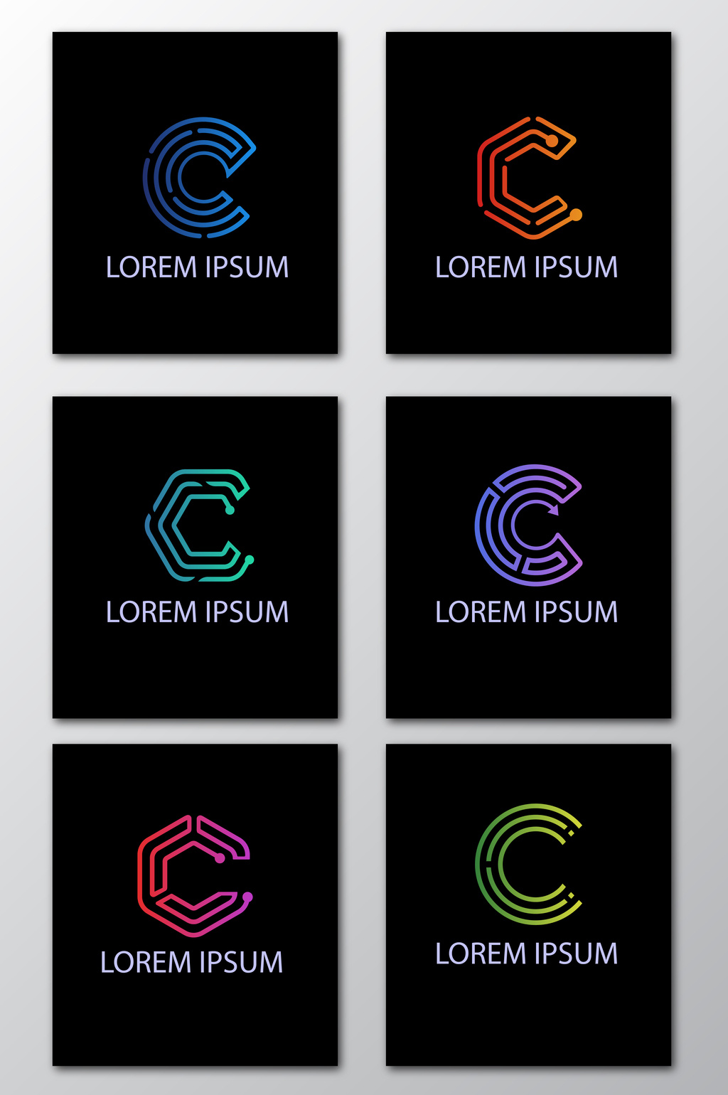 字母c线条科技感logo设计