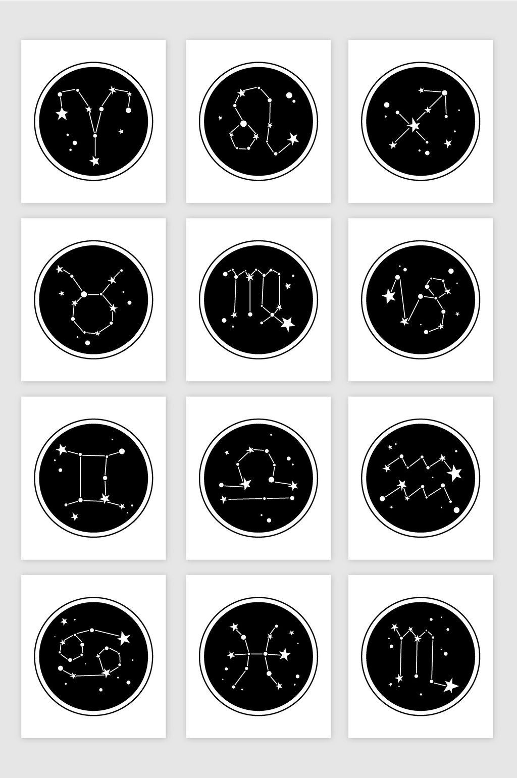 12款矢量十二星座符号模板下载_1920x1080像素_【包图网】