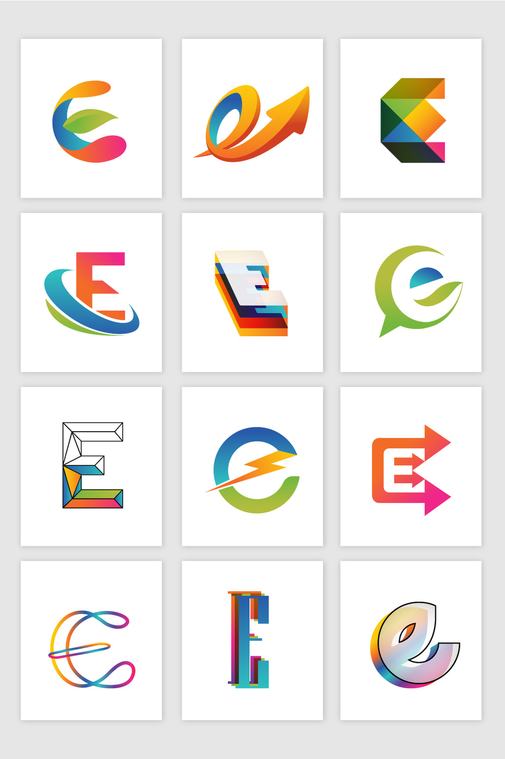e字母标志logo矢量设计图形模板免费下载 _广告设计