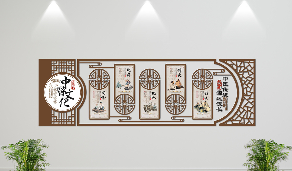 中国风中医文化养生中药微立体展板