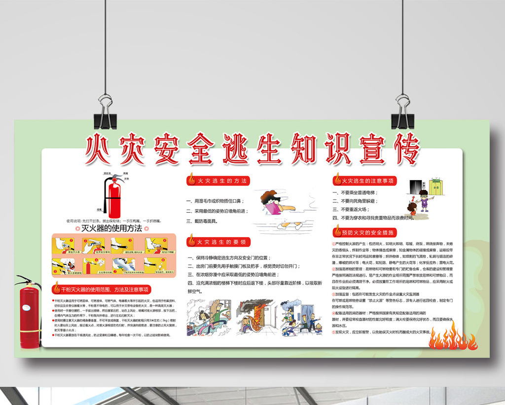 简洁文字a文字逃生知识宣传栏火灾字体免费下载展板模板创意设计图图片