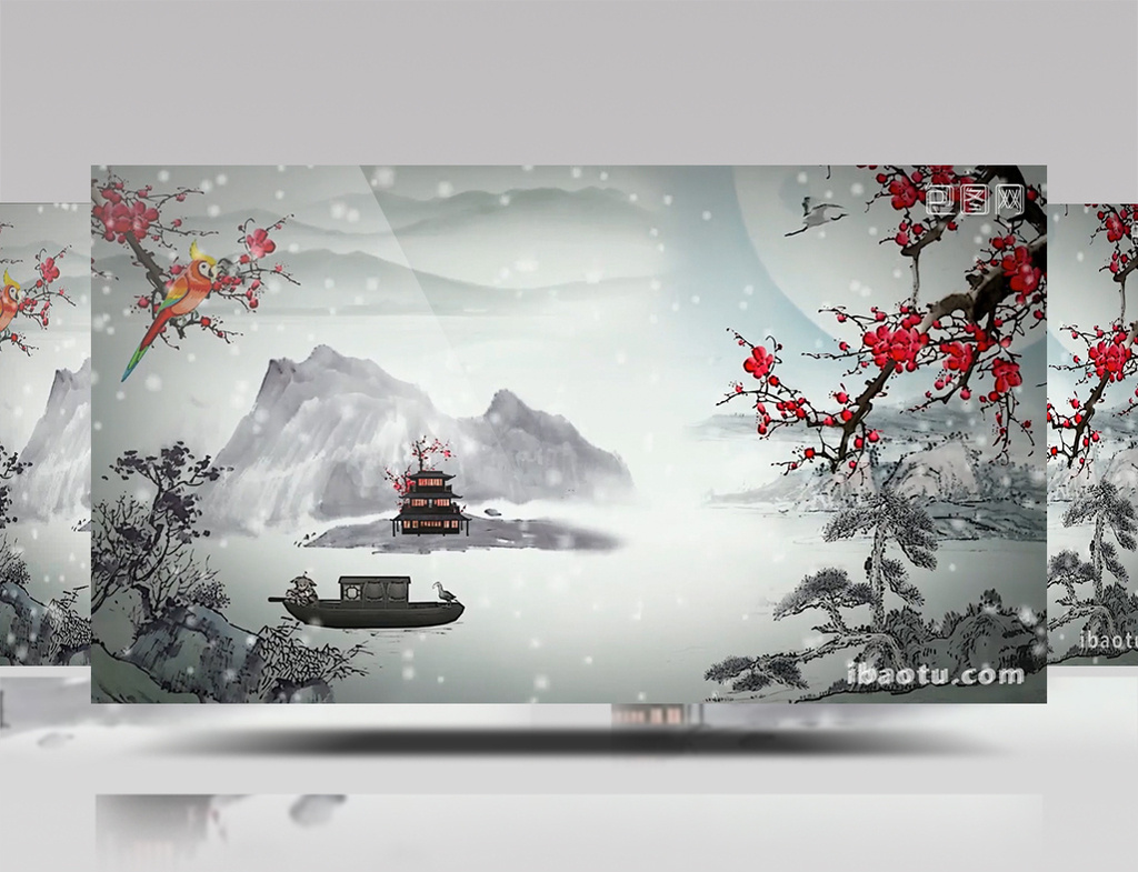 梅花雪水墨素材