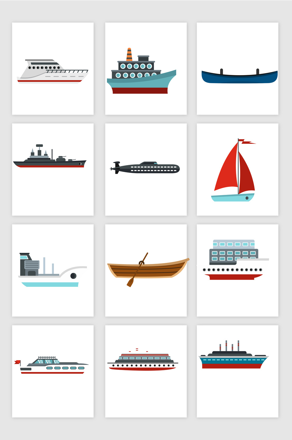 扁平化海上运输交通工具图标素材