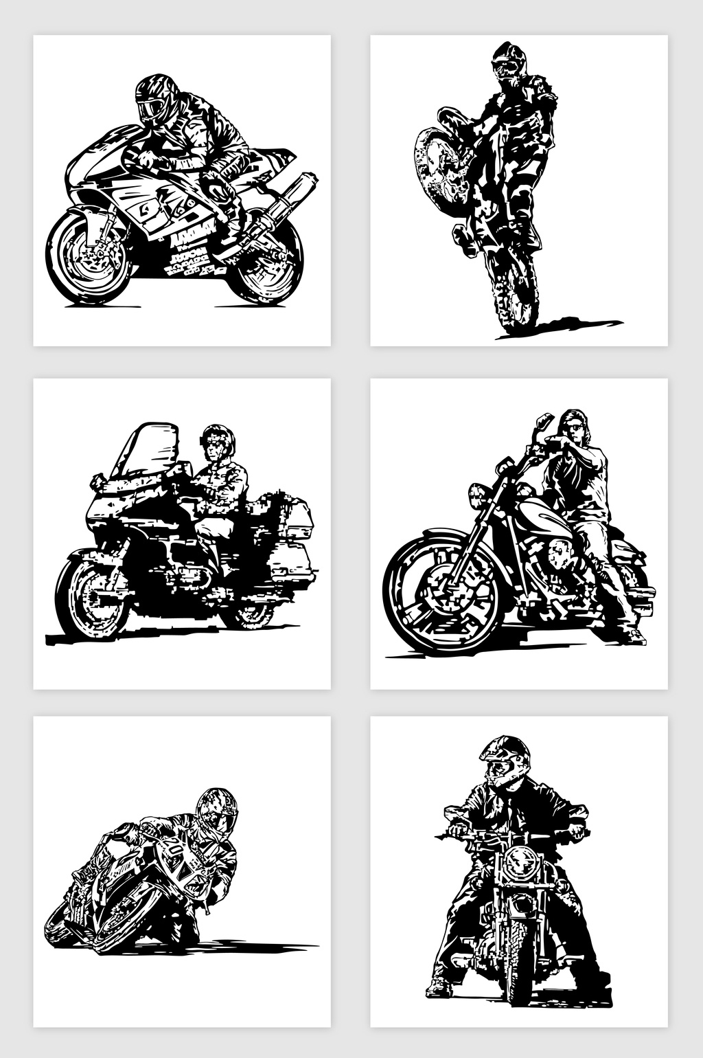 包图网提供精美好看的矢量手绘摩托车赛车手剪影素材免费下载,本次