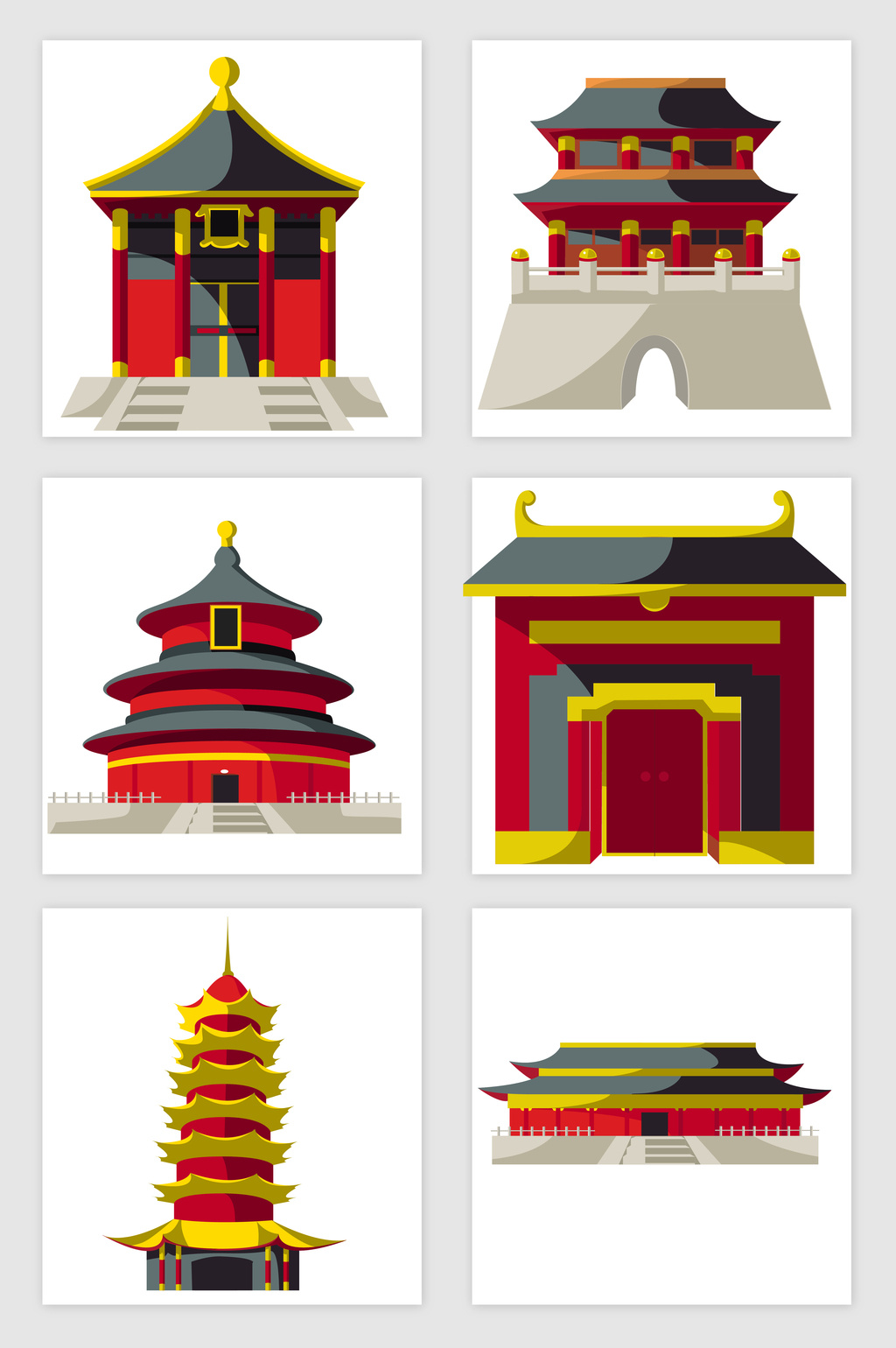 中国古代传统建筑矢量素材