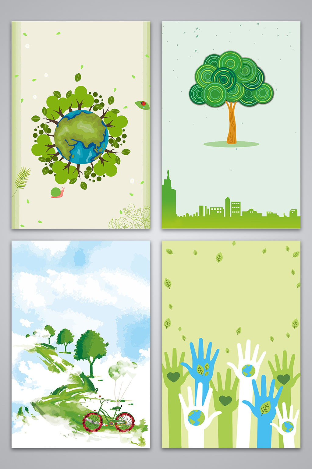 手绘环保绿色海报背景图