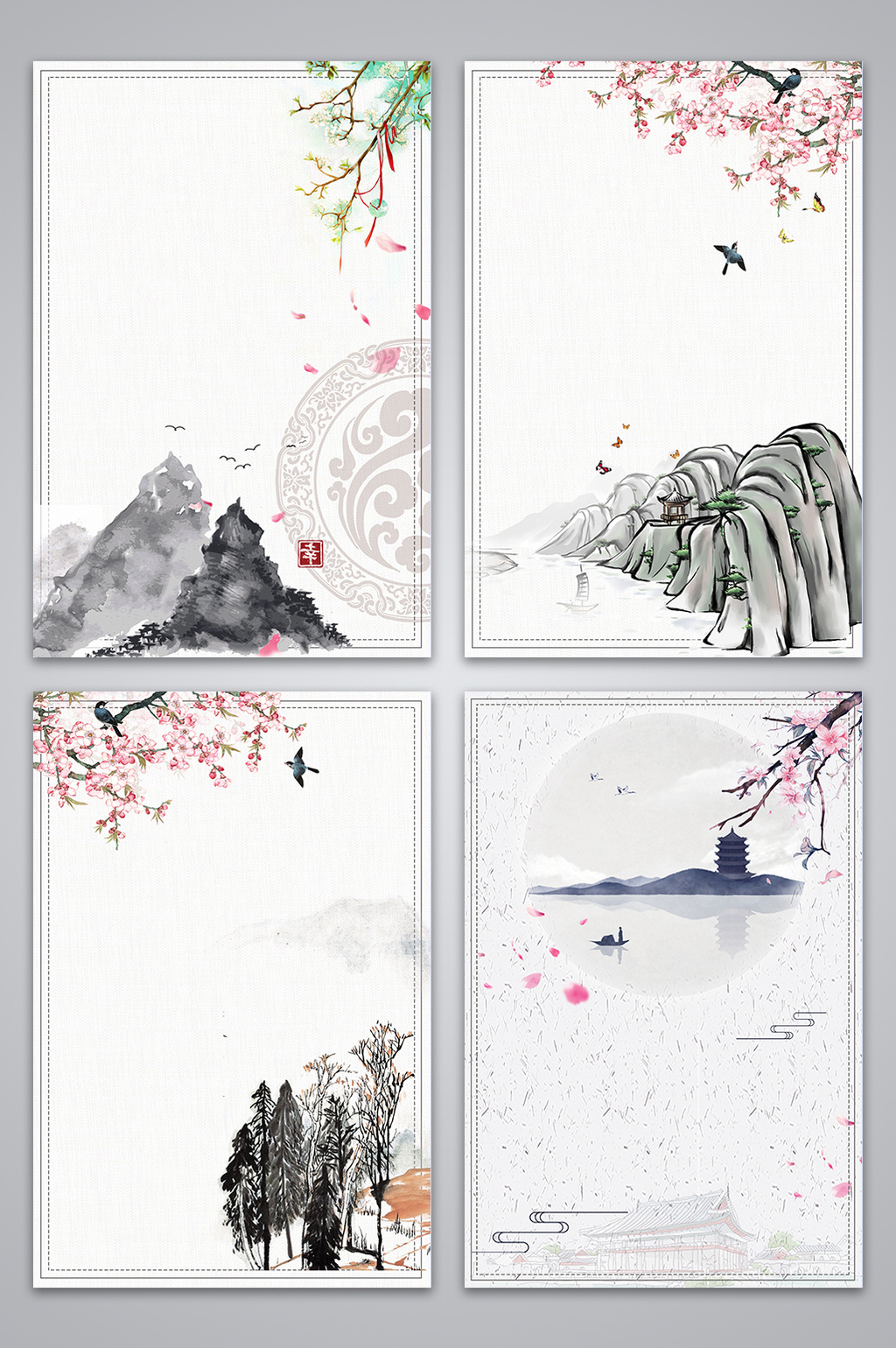中国风山水花鸟背景图