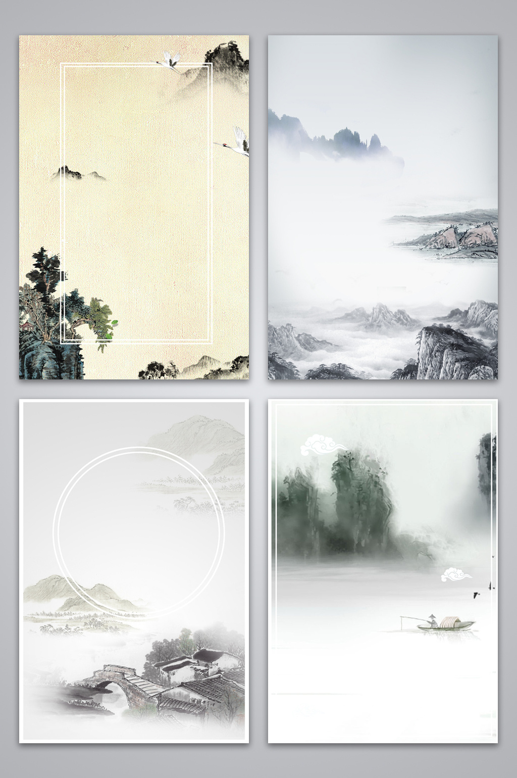 大气简约水墨山水古风图