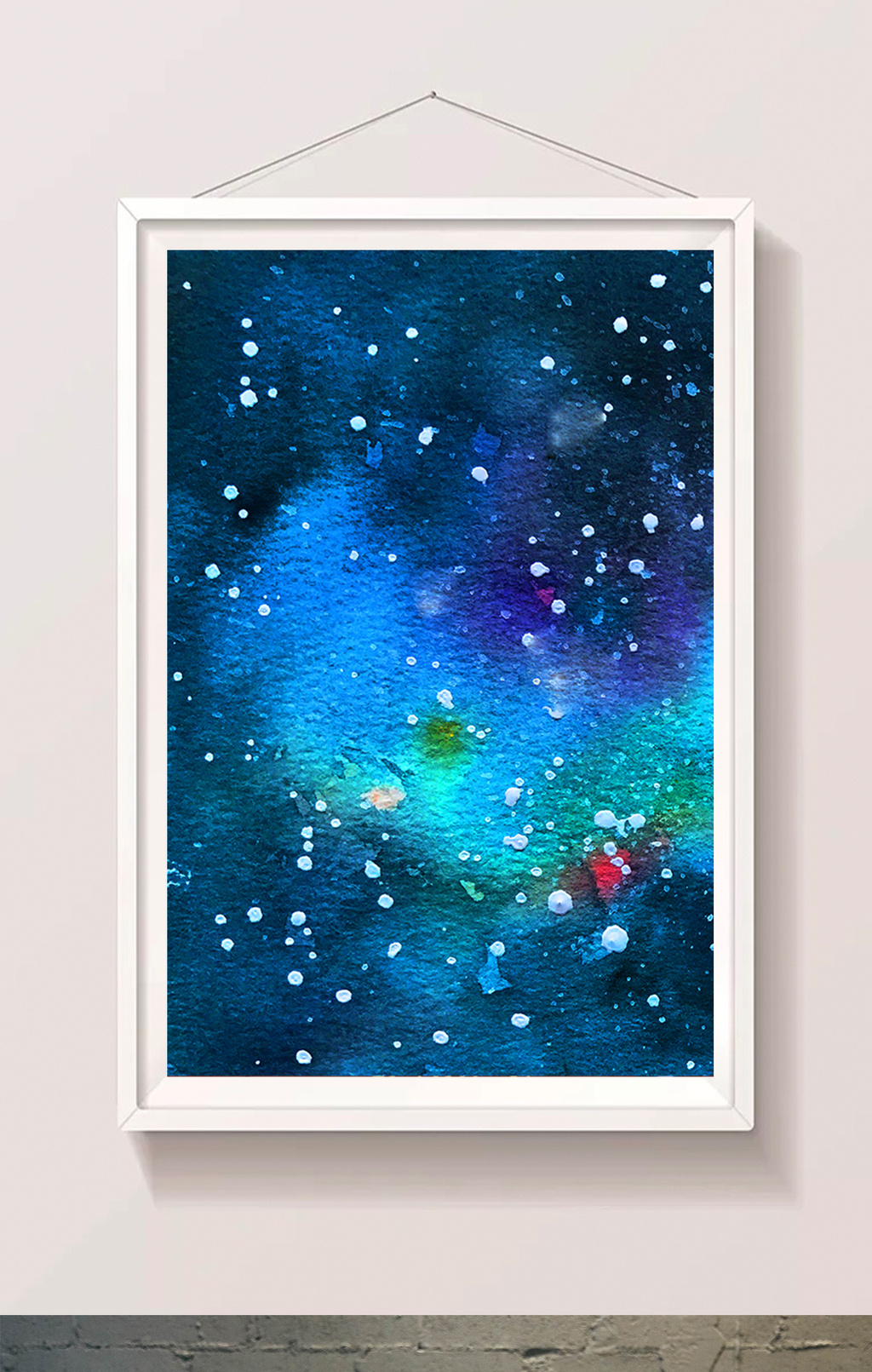 蓝色夏夜星空水彩手绘插画背景素材