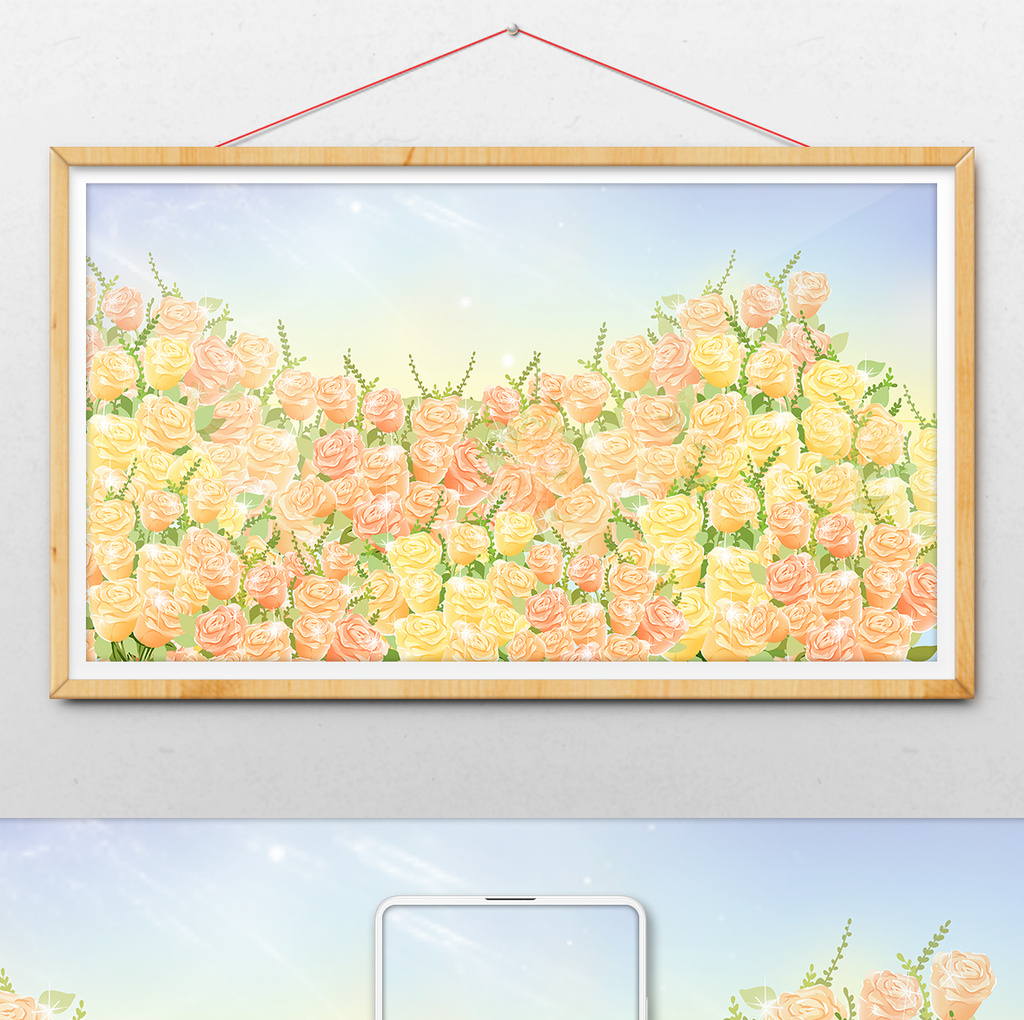 水彩画花卉花海图案背景模板免费下载_6259像素psd图片设计素材_【包