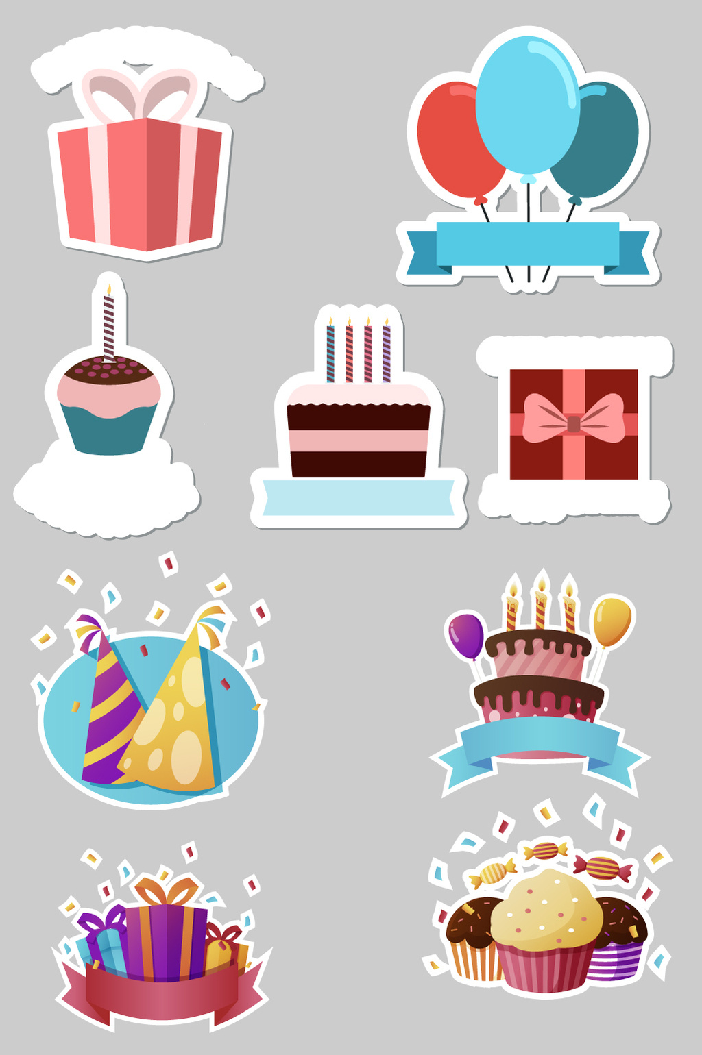 精美生日手绘元素礼盒矢量素材