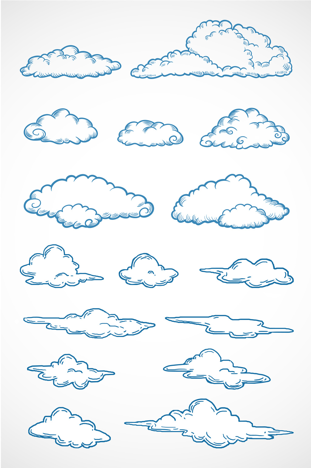 画像及字体仅供参考 包图网提供精美好看的手绘线条矢量云朵素材免费