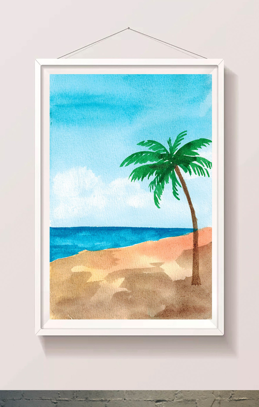 包图 插画 背景素材 > 蓝色清新夏日海边风景水彩手绘背景  上传时间