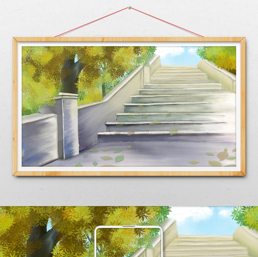 包图 插画 背景素材 > 水彩手绘石桥大树风景  上传时间2018-05-21 15