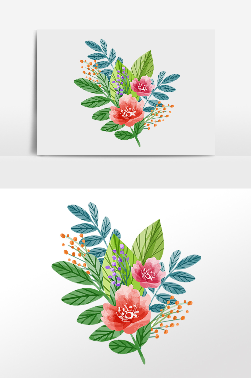 小清新水彩手绘植物花卉插画元素