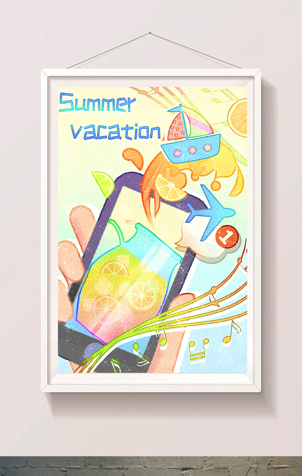 清新唯美节气旅游水彩手绘暑期生活出游插画