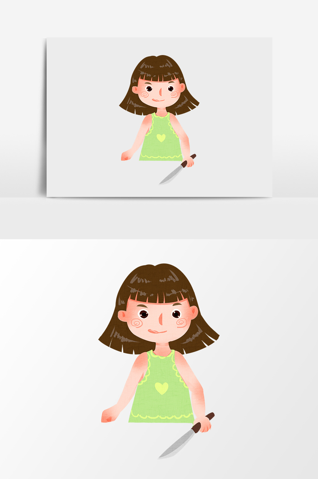 画像及字体仅供参考 包图网提供精美好看的水彩手绘卡通短发小女孩