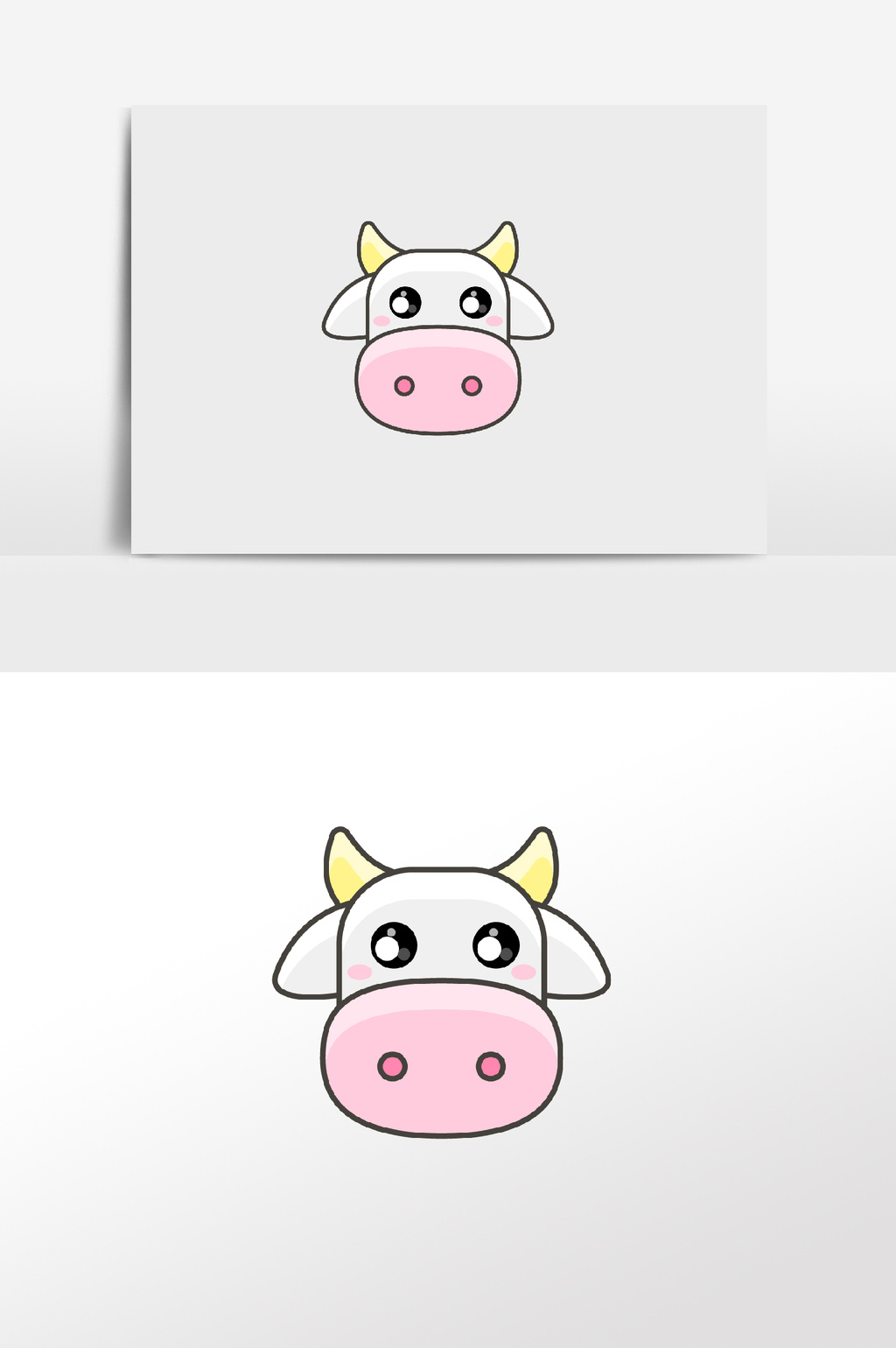 手绘卡通可爱小动物小牛