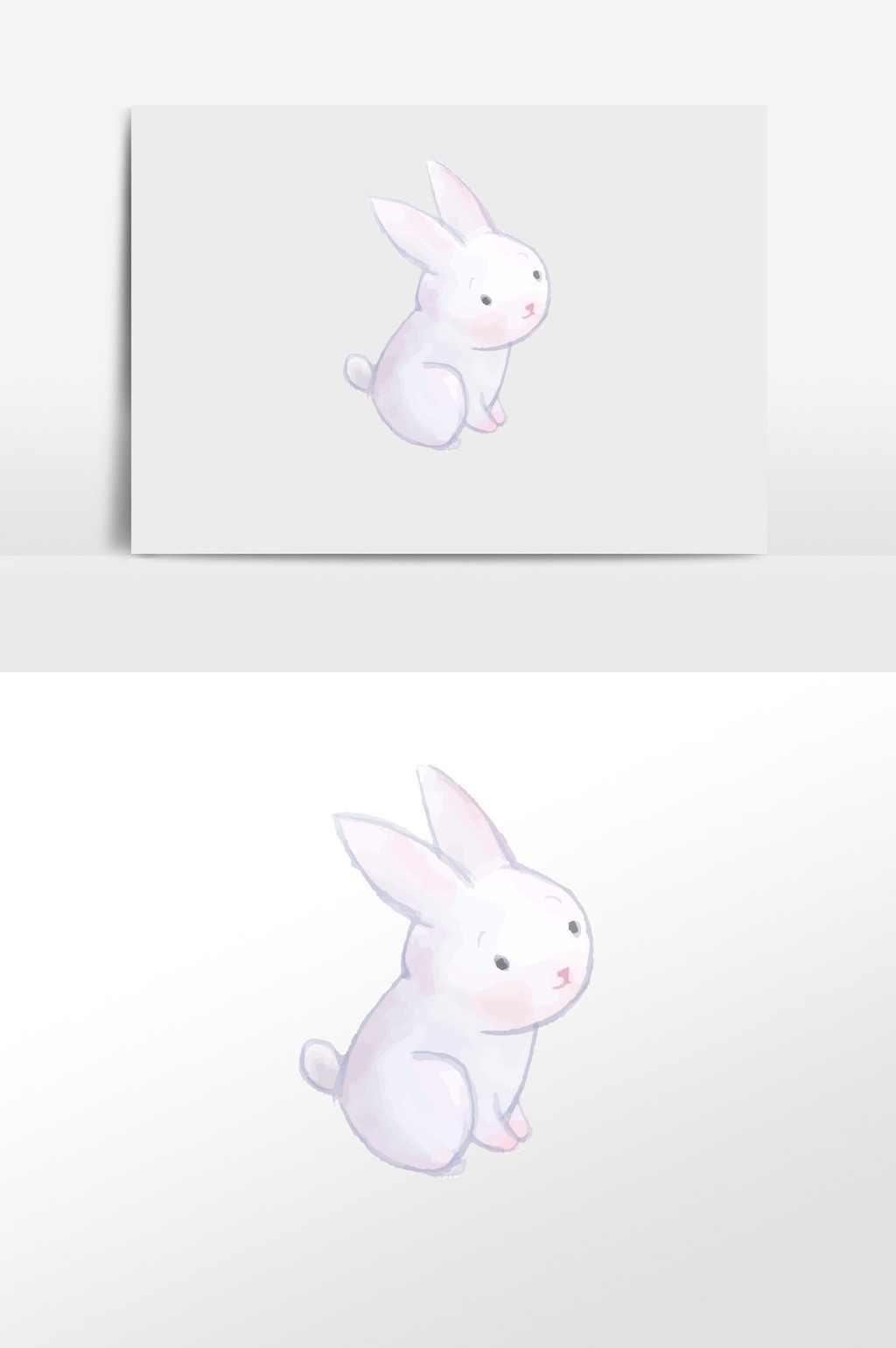 手绘卡通可爱水彩小动物小兔子