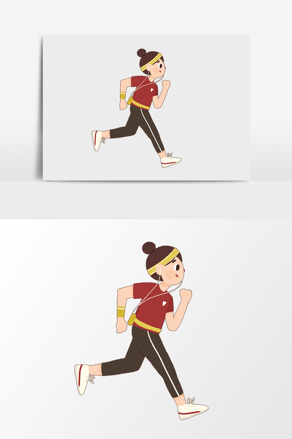可爱卡通健身跑步少女