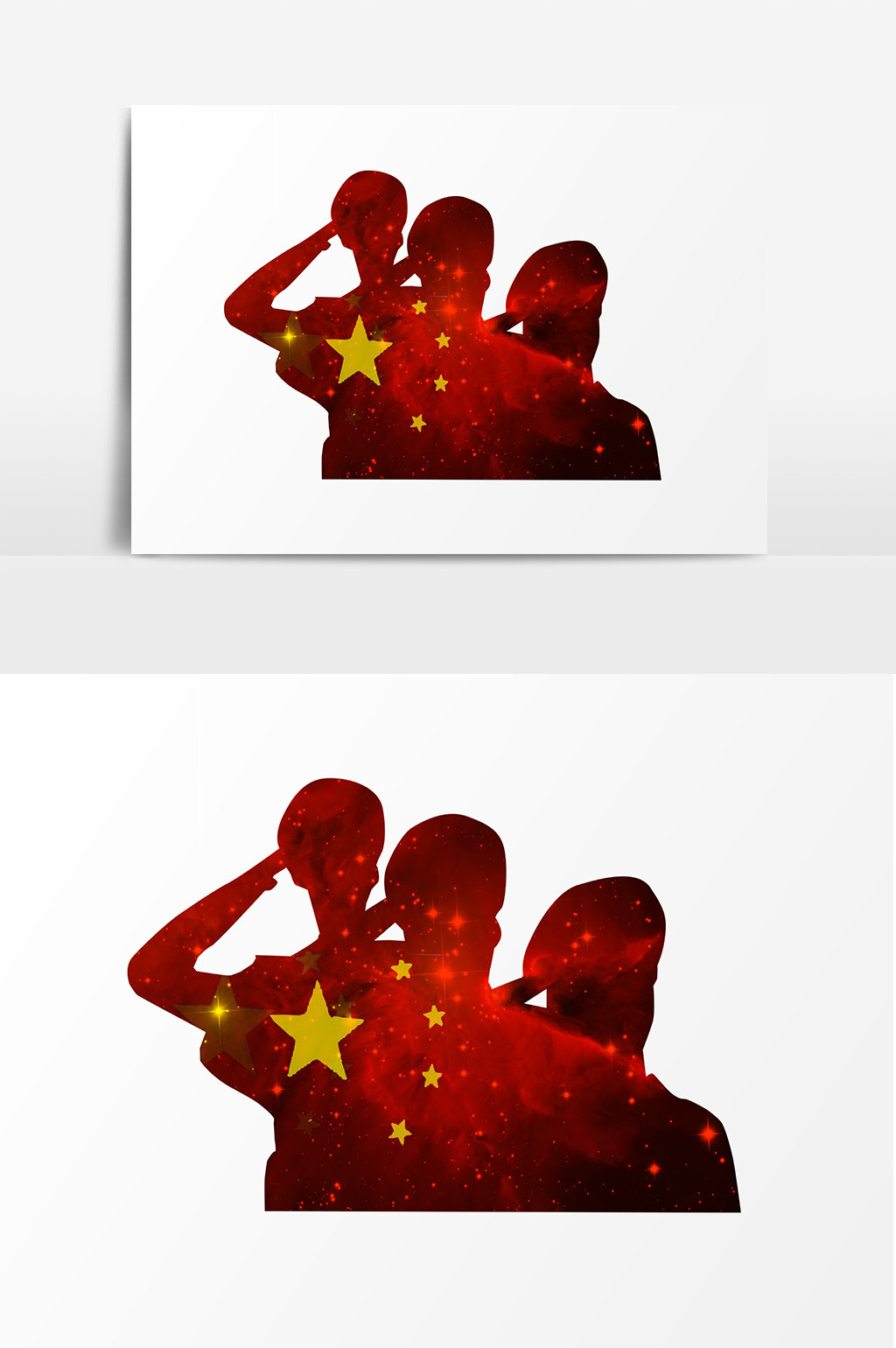 闪光剪影军人敬礼素材