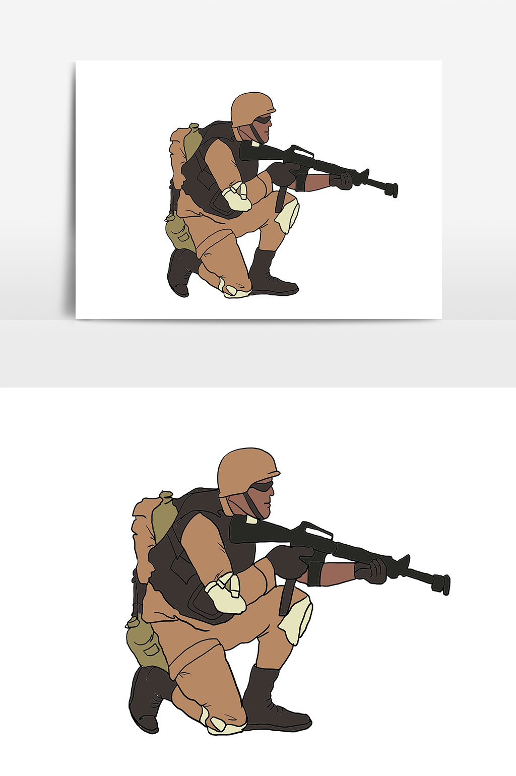 趣味手绘动势特种兵元素