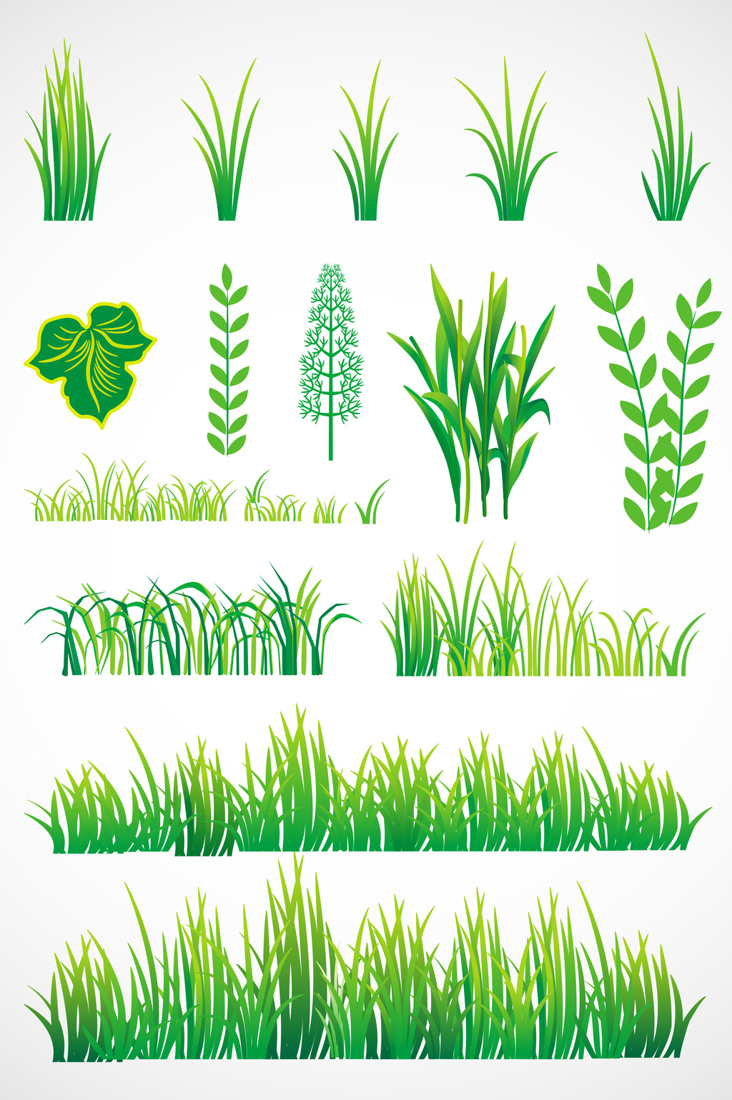 绿色树叶植物元素矢量图形