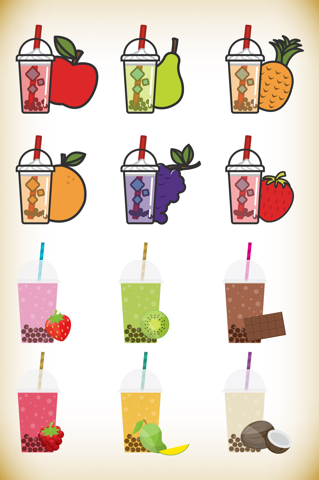 饮料饮品平面手绘插画元素 - 模板 - Canva可画