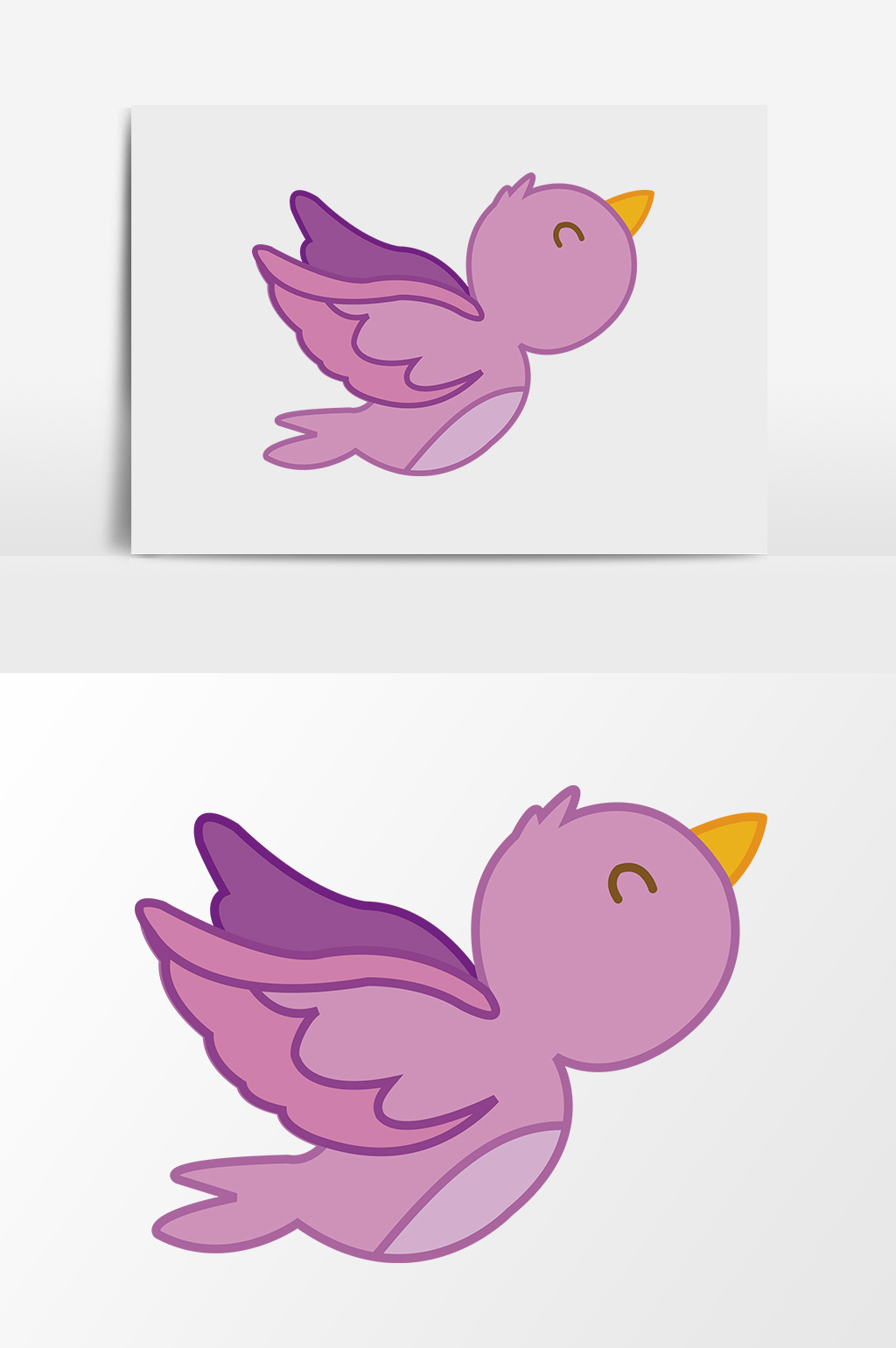 紫色可爱手绘小鸟