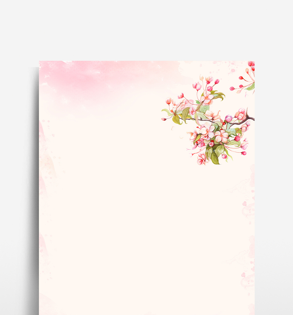 包图网提供精美好看的手绘暖色调水彩樱花背景素材免费下载,本次作品