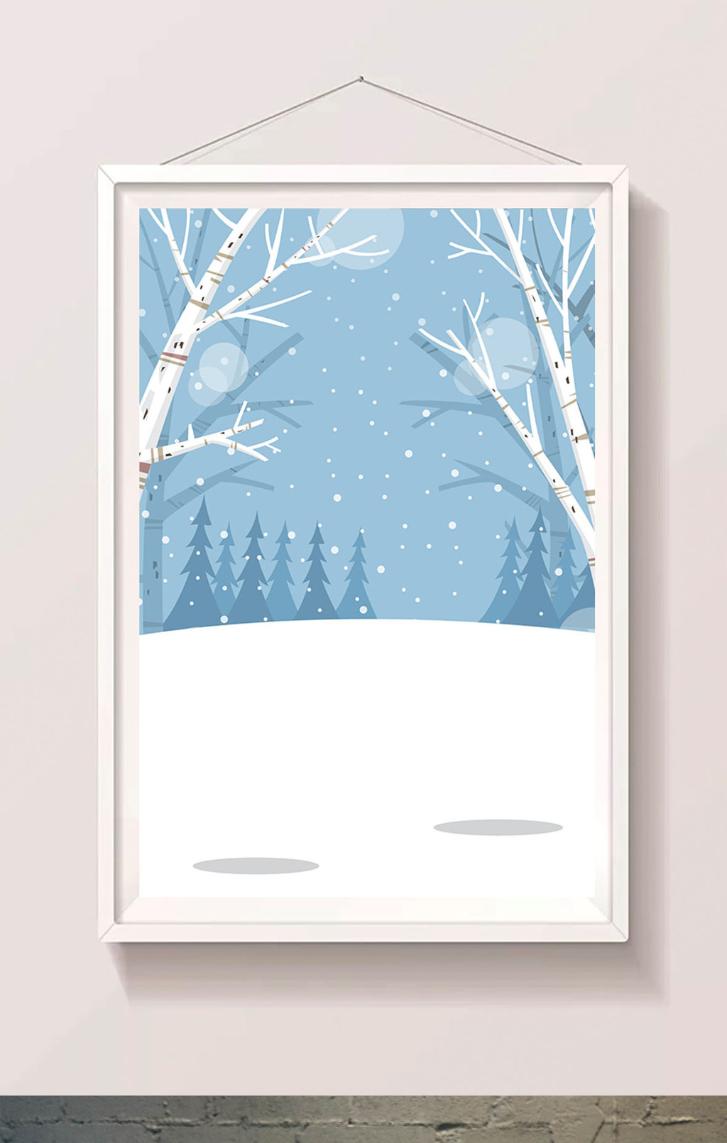 卡通漫画白桦树雪景插画背景图片
