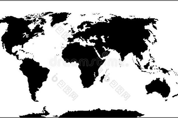 矢量世界地图（黑白）