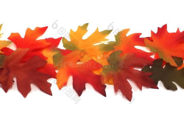 秋色枫叶和橡木叶织物
