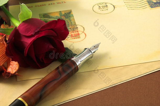 复古明信片和红玫瑰2