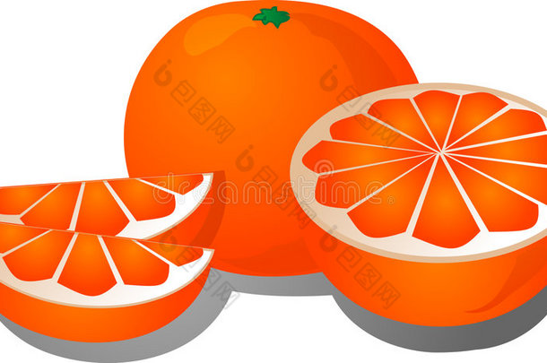 剪橙色插图