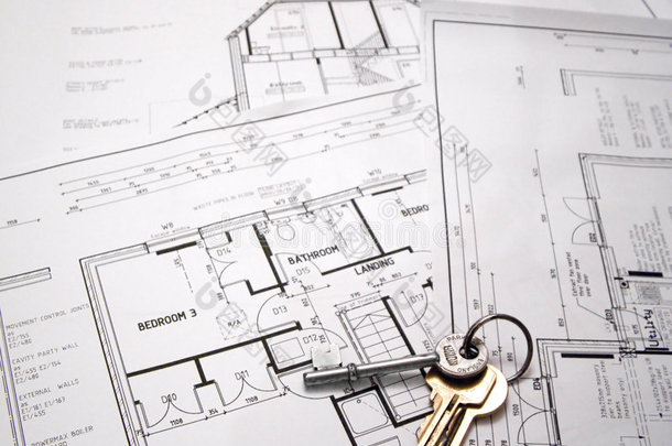 带钥匙的建筑平面图